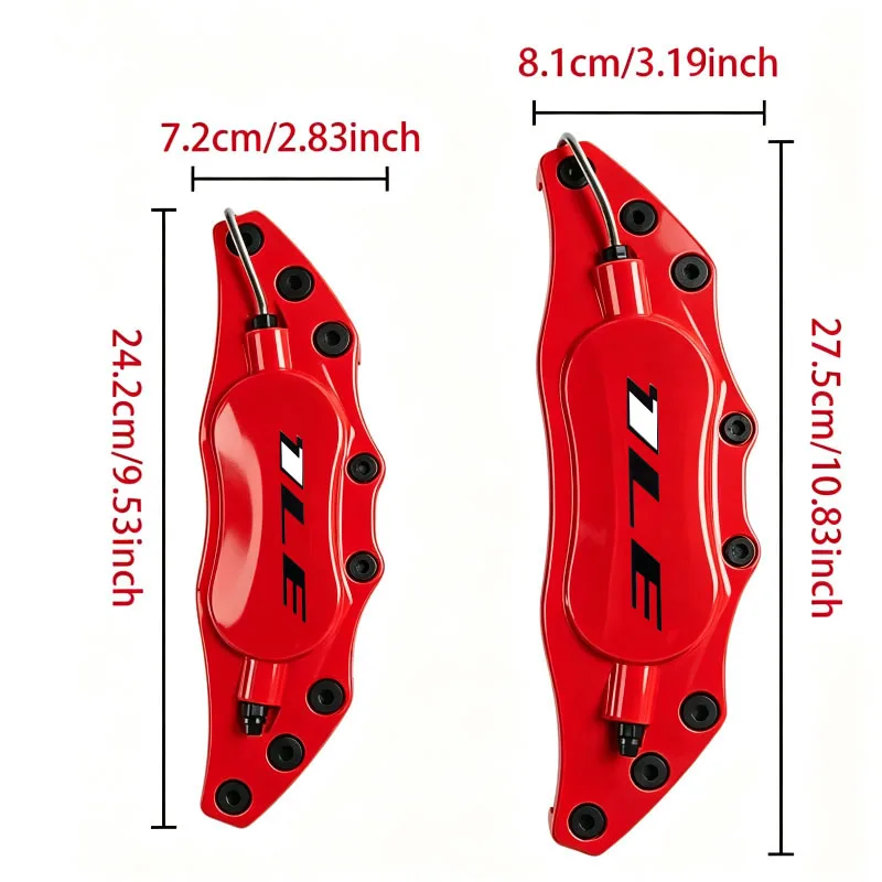 4 Pcs Metal Car Wheel Brake Caliper Covers With 1LE Black Logo Fixing By Glue (Come Without Glue)  Size L & Size M