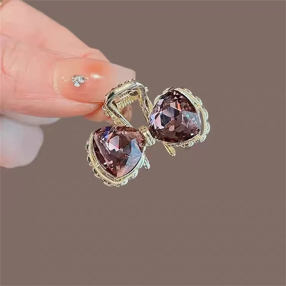 النساء الفتيات Bowknot حجر الراين مخلب شعر صغير موضة مقاطع الشعر الحلو أغطية الرأس الانفجارات إكسسوارات شعر الأميرة #2