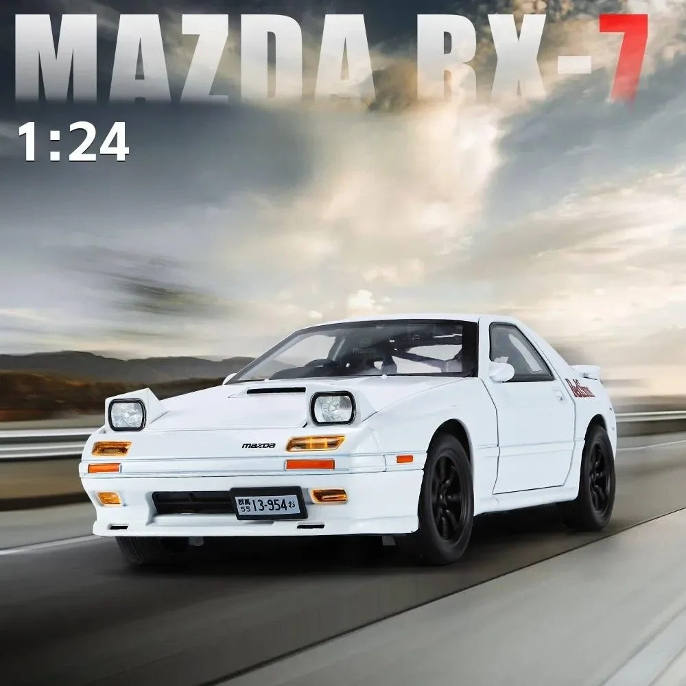 1:24 Mazda RX-7, 1:24 Initial D Racing Toy Car Model, RX7 Diecast Alloy Meatl Miniature Sound Light Collection Gift For Boy Kid