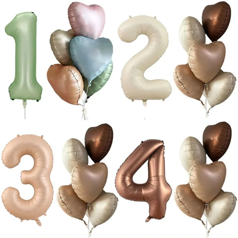 

40 Inches Birthday Balloons Cream Beige Caramel Number 0-9 Balloon Custom Birthday Anniversary Party Birthday Decoration 2025