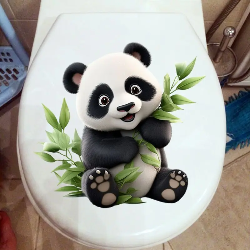 MT09 #   لطيف الباندا مقعد المرحاض ملصقات ذاتية اللصق الحيوان ملصقات المرحاض الحمام الديكور ملصق مائي مقاوم للماء #6