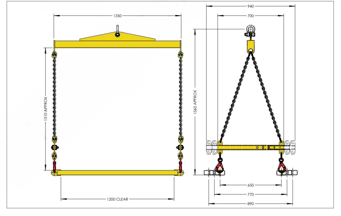 Portable Pallet Lifting Beam 2000KG Pallet Moving Tools Safe Yellow Pallet Lifter For Material Handing