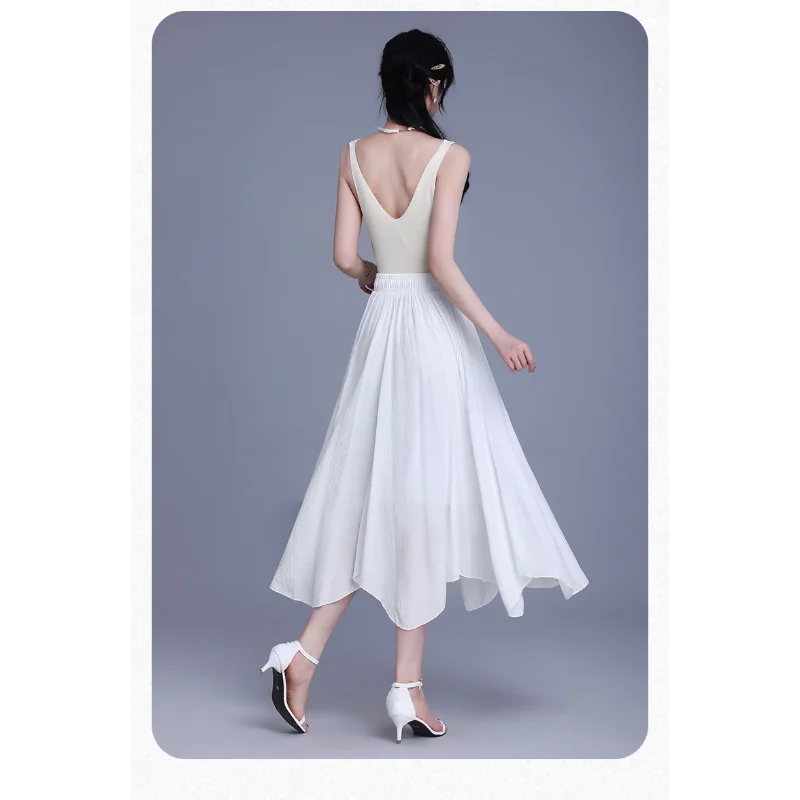 여성용 블랙 하이웨이스트 플레어 맥시 스커트 루즈 A라인 롱 스커트 캐주얼 데일리 엘레강스 바텀스