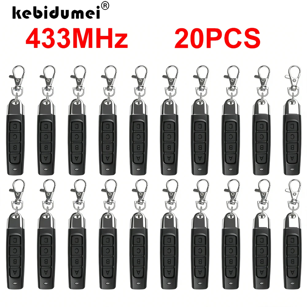 20PCS Remote Control 433MHz Car Key Garage Door Gate Opener Remote Control Duplicator Clone Cloning Code 4-Button Transmitter