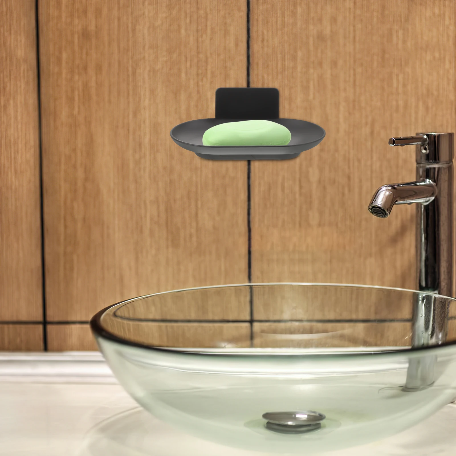 

Space Aluminum Dish Wall Mounted Self Draining For Bathroom Shower Bathtub Adhesive Soap Holder No Drilling Soap Tray For