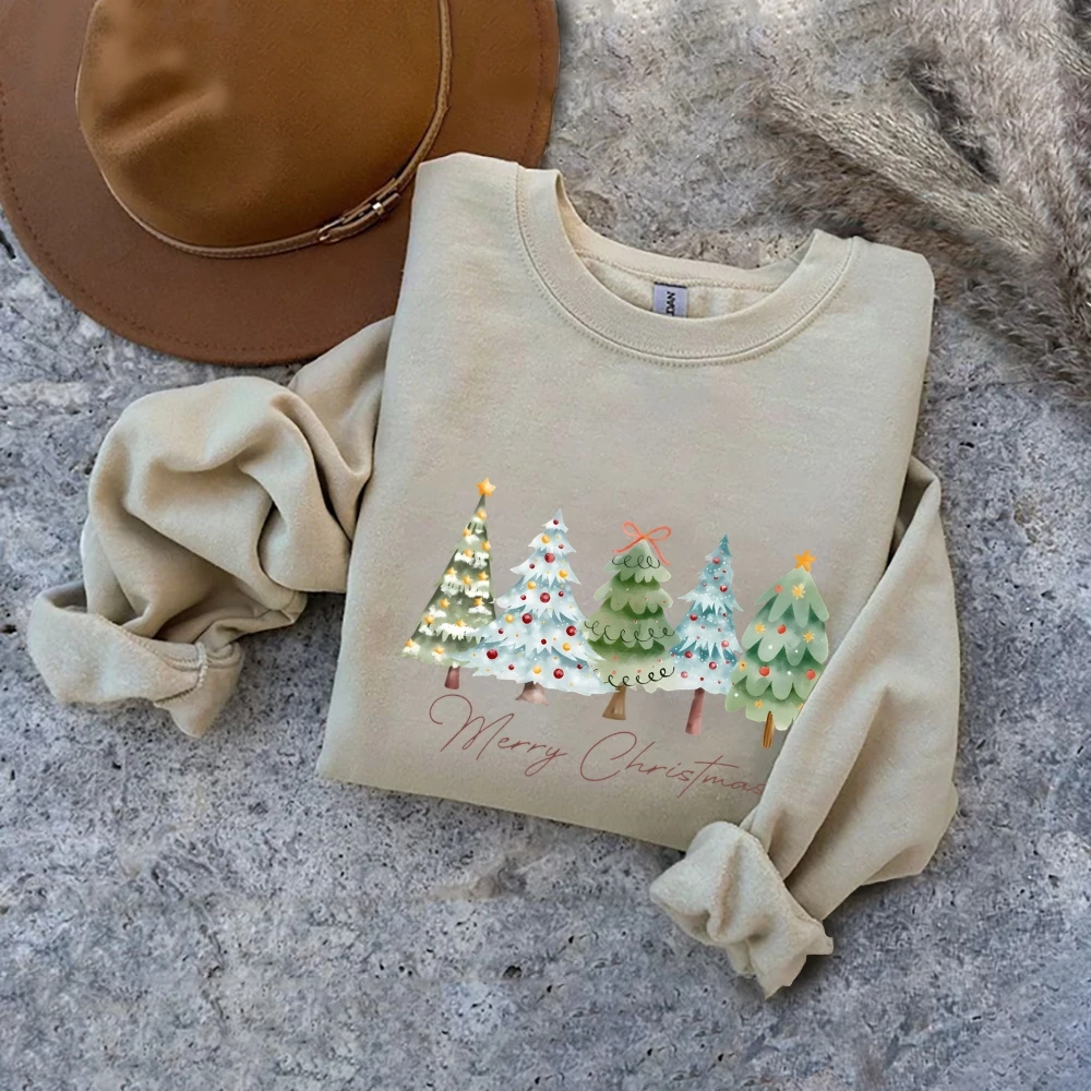 Merry Christmas Sweatshirt Casual Crewneck Long Sleeve Pullover Tops Cute Holiday Sweatshirt Season Xmas Gifts Women\'s Clothing