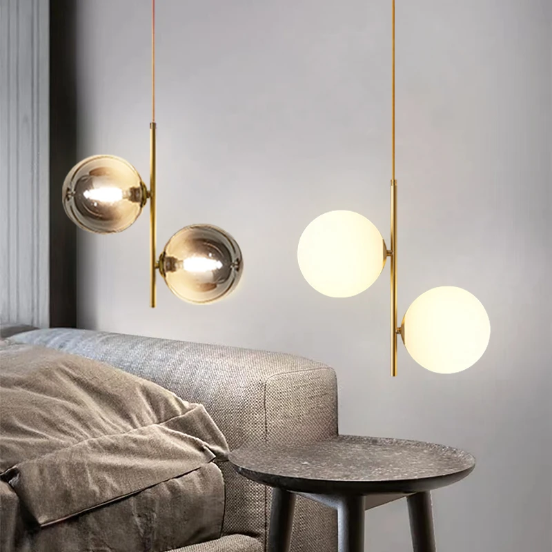 

Nordic Glass Ball Pendant Lights Voltage 110V 220V Home Decor Dining Room Bedroom Bedside Table Corner Hanging Lamps For Ceiling