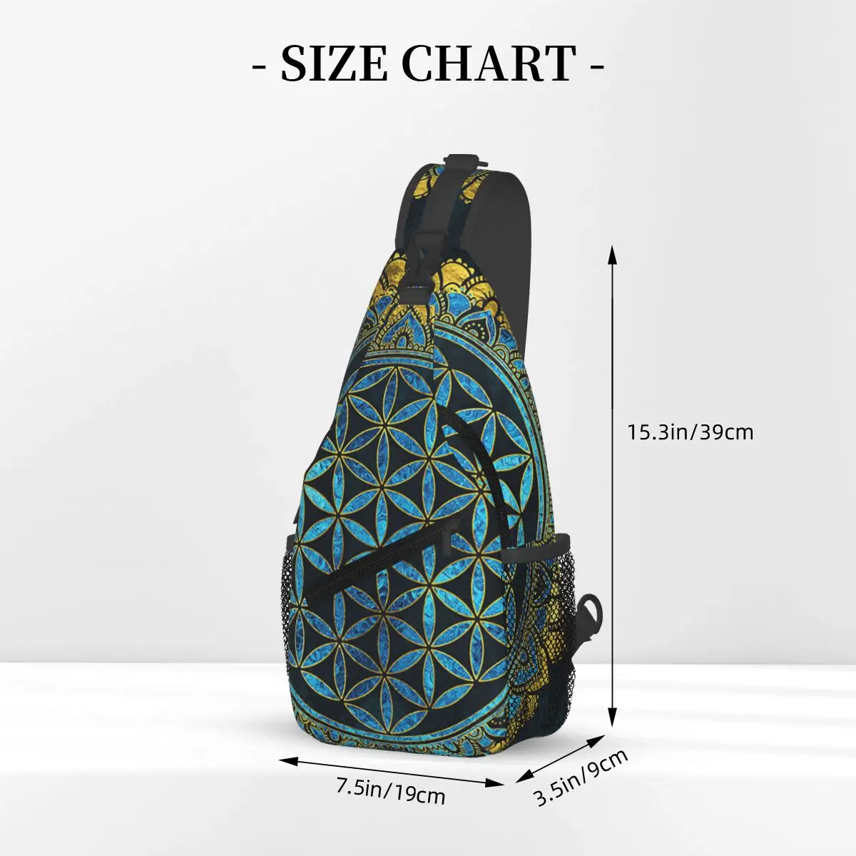 Cool Flower Of Life In Lotus Mandala Chest Bag Men Sling Crossbody Backpack Chest Bag Travel Hiking Daypack Shoulder Bag