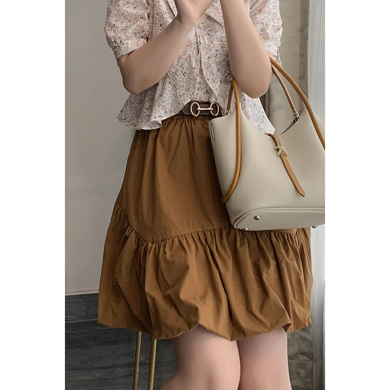 

Женская юбка-фонарь с высокой талией, А-силуэт, летняя, хлопковая, модная, для повседневной носки, длинная