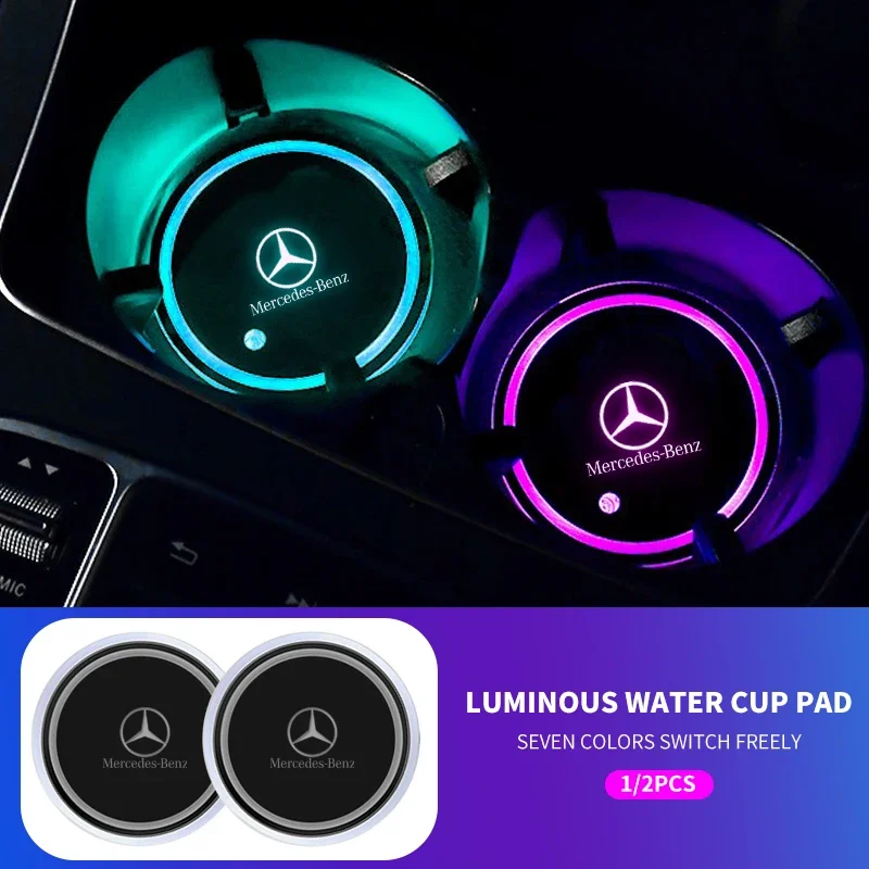 Auto Interior Atmosphere Light For Mercedes Benz AMG C260 W204 W205 W211 W212 W190 Coaster LED Illuminated Car Water Cup Coaster