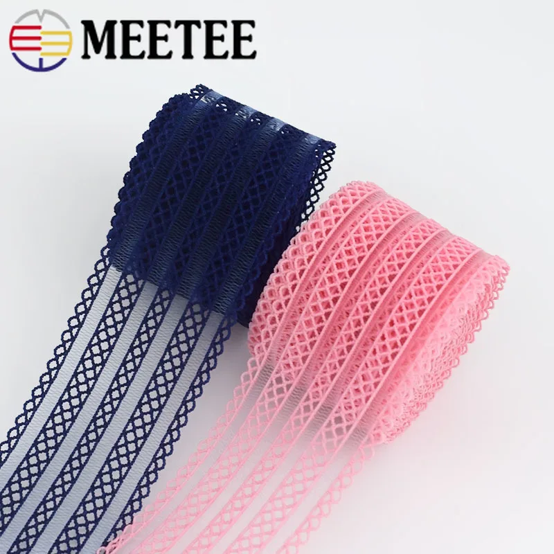 10/20Yards Meetee 18/35mm Elastic Bands Lace Mesh Trim Webbing Ribbon Underwear Strap Bag Clothing DIY Sewing Accessories