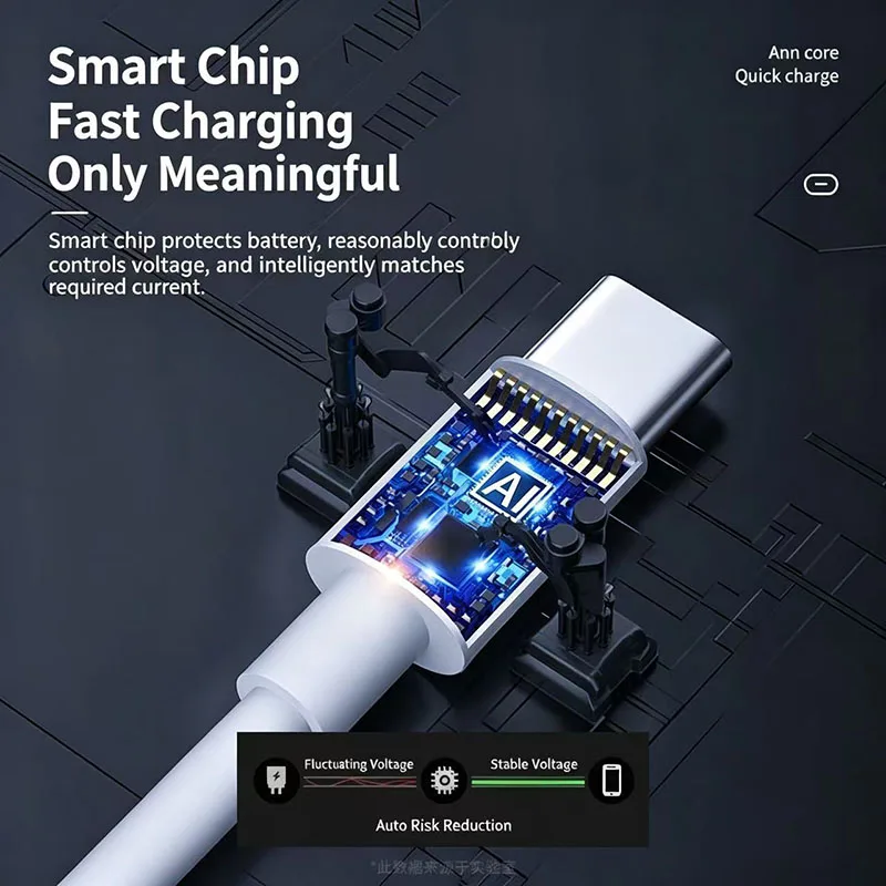 Dual Type C 100W Flash Charging Cable Thick Copper Core Fast Charger Cord Compatible with VIVO X300 Ultra X300S High Speed Cable