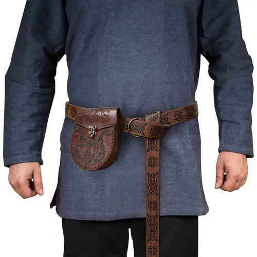 Imagen 2 del producto 1 ud./2 ud. Cinturón medieval vikingo vintage, riñonera de cuero grabado unisex, accesorios de caballero renacentista, accesorio de disfraz de Halloween