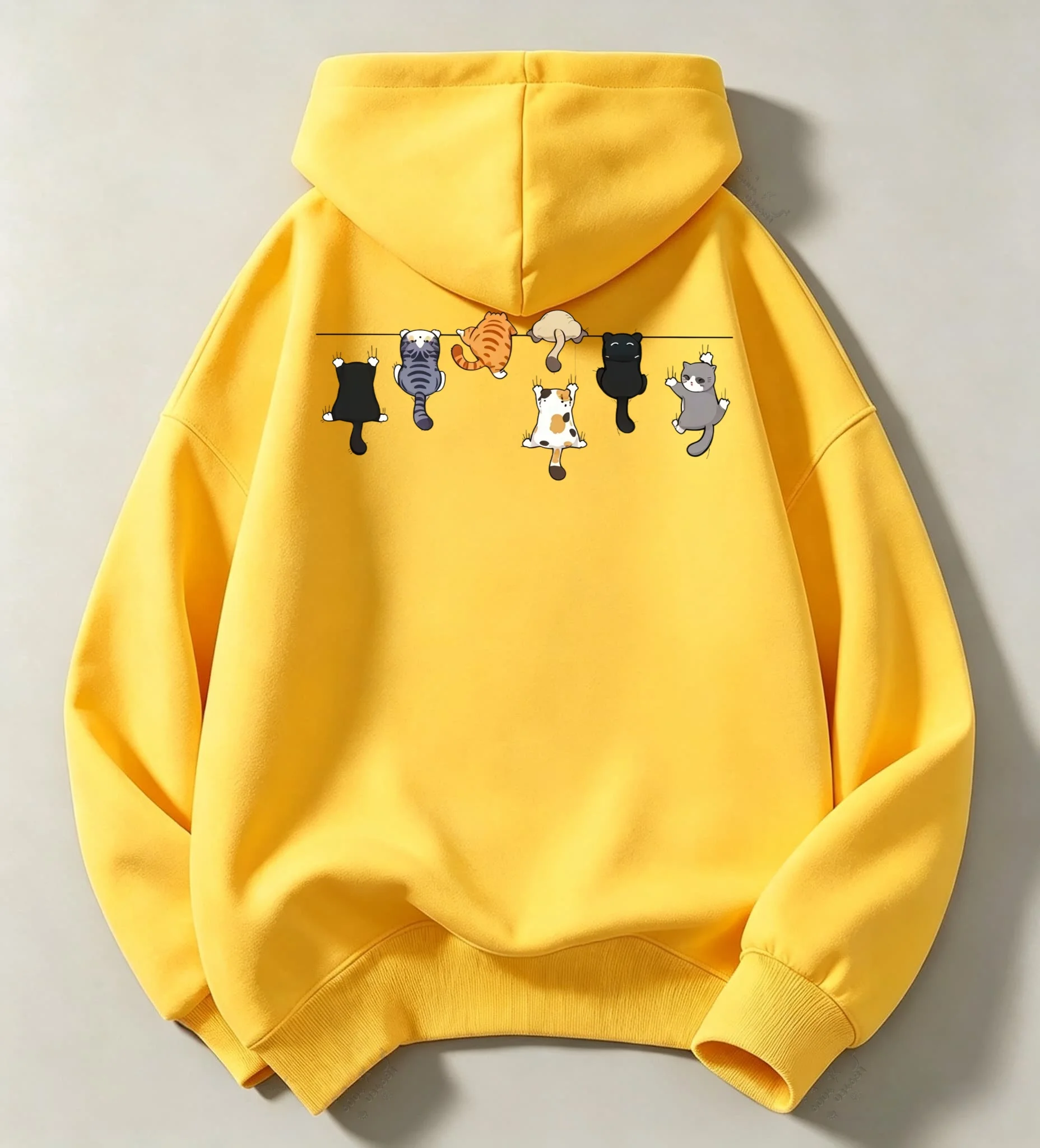 Kapuzenpullover mit Cartoon-Katzenmuster für Herren, geeignet für Frühling, Herbst und Winter, lässiger Kapuzenpullover in großer Größe, Streetwear für Paare. – Detail 14