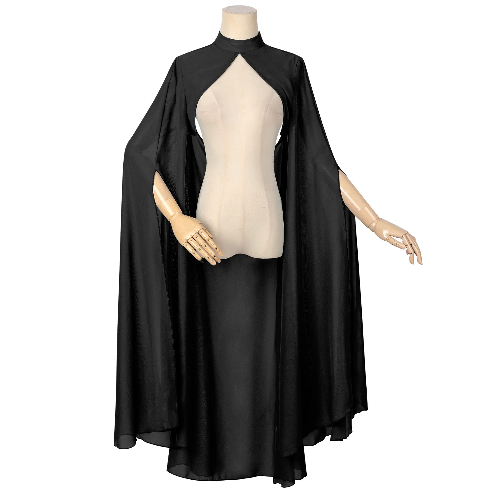 Medieval Fairy Shawl Cape Chiffon Gothic Wicca Robe Black Green Cosplay Victorian Dress Cloak Halloween Costume For Women view 4