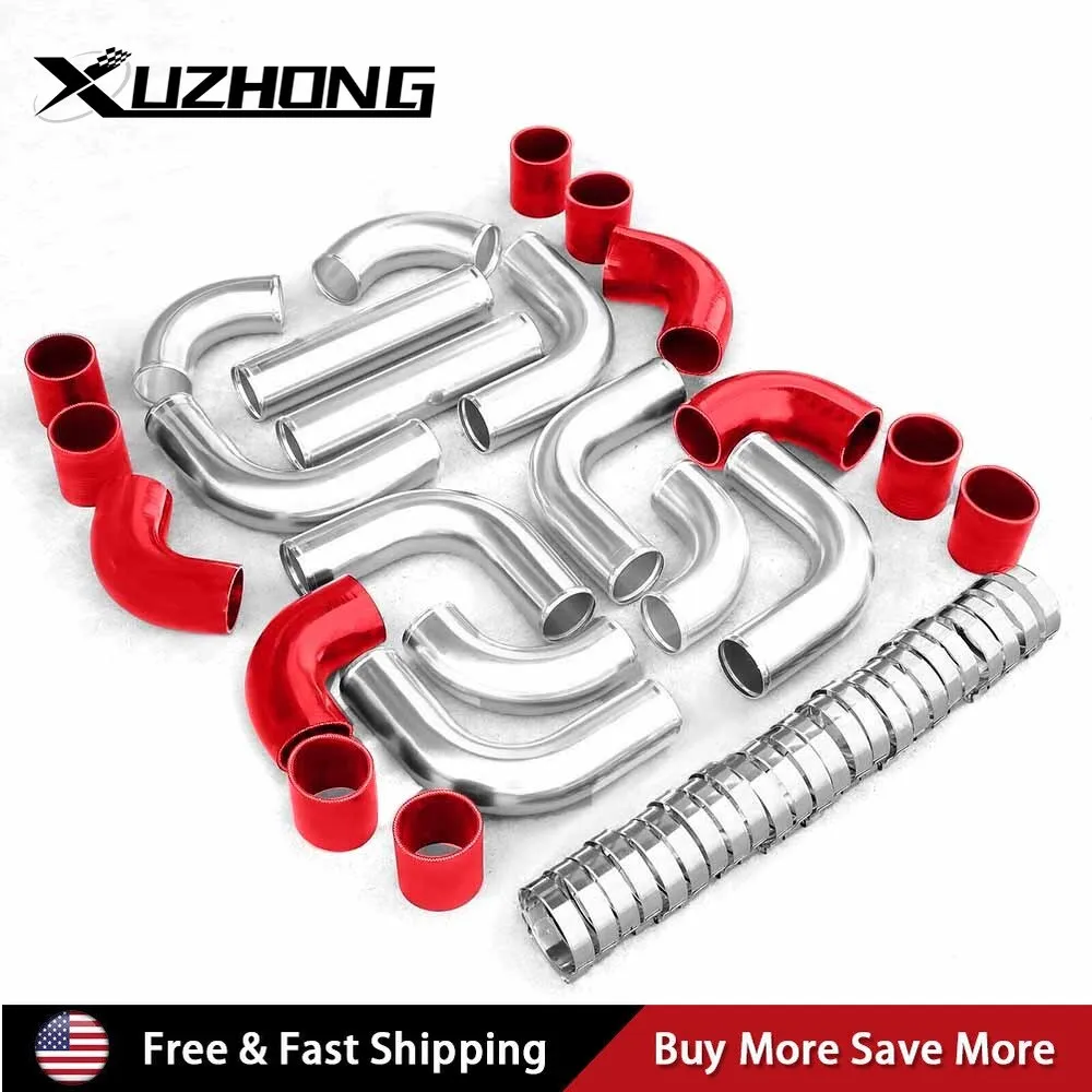 

12x 2.5" Universal Aluminum Turbo Intercooler Elbow Pipe Kit+Silicone Hose+Clamp