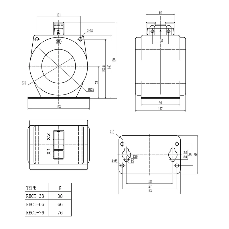 High accuracy extended range current transformers RECT-38A BIL 10KV