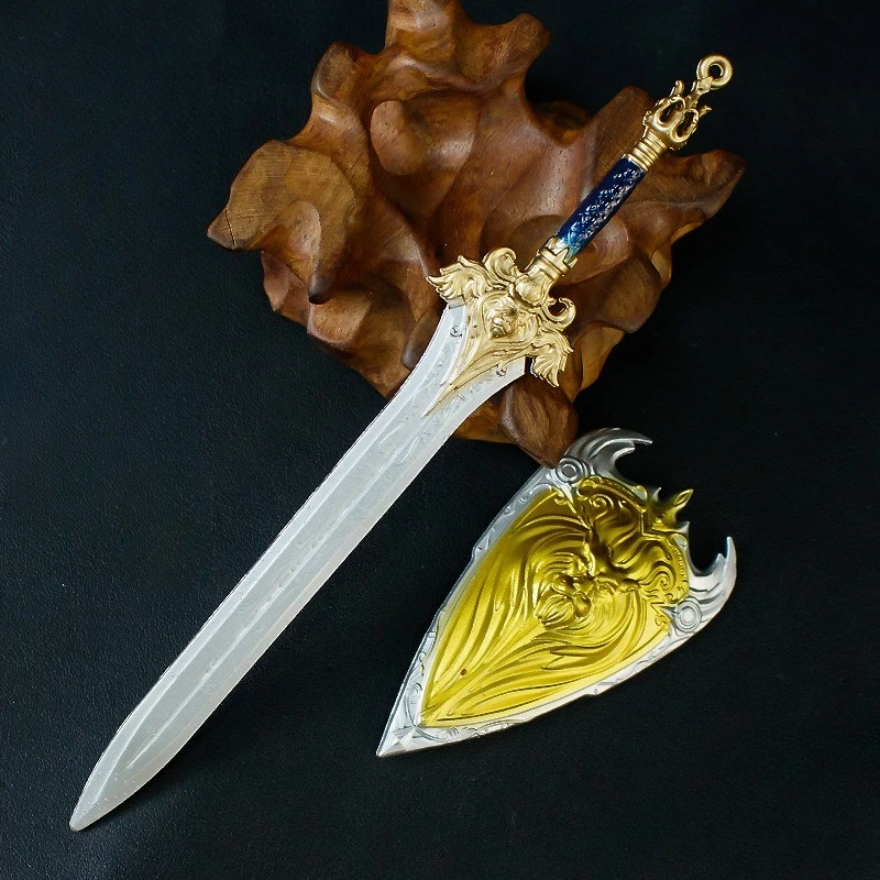 Modèle périphérique en métal World of Warcraft, 15cm, accessoires artisanaux avec un bouclier, décoration de bureau, ornements, cadeaux, jouets