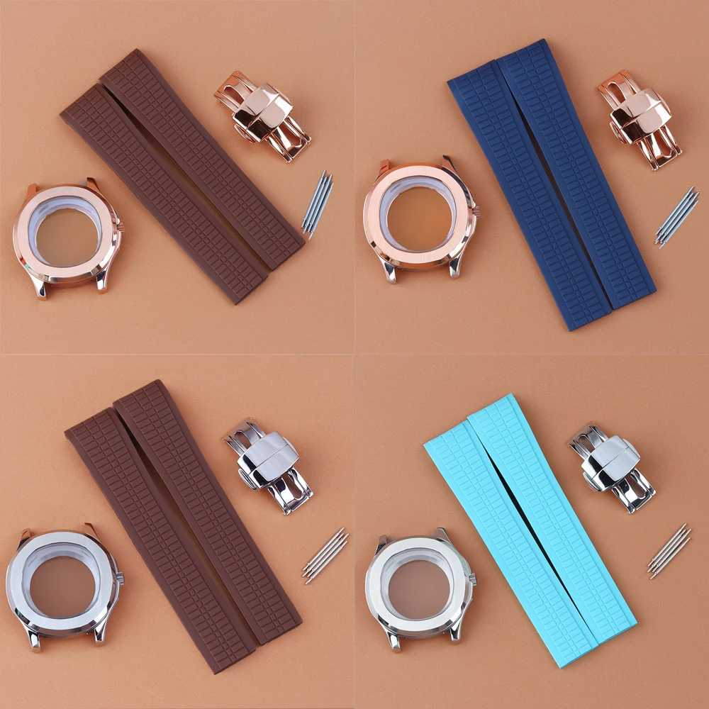 42mm NH35 Case for Nautilus Sapphire glass Case For AQUANAUT NH35 NH36 NH38 Movement 31.5mm Dial Waterproof Case Rubber Band