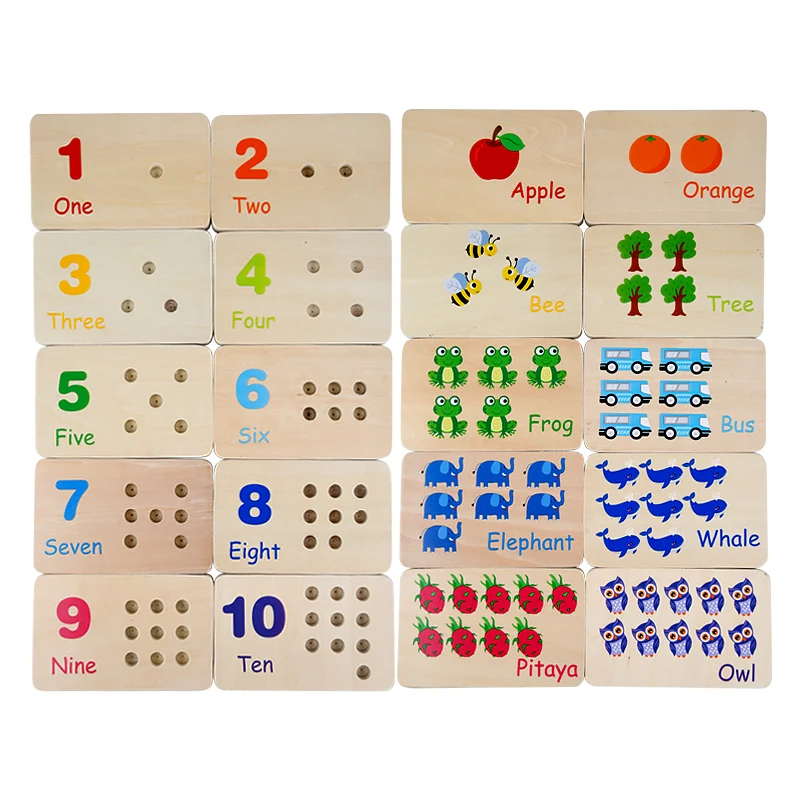 Gioco di bastoncini di corrispondenza in legno Matematica 1-10 Numero Cognizione Scheda di corrispondenza dei colori Giocattoli educativi Sussidi didattici per l'apprendimento dei colori della matematica