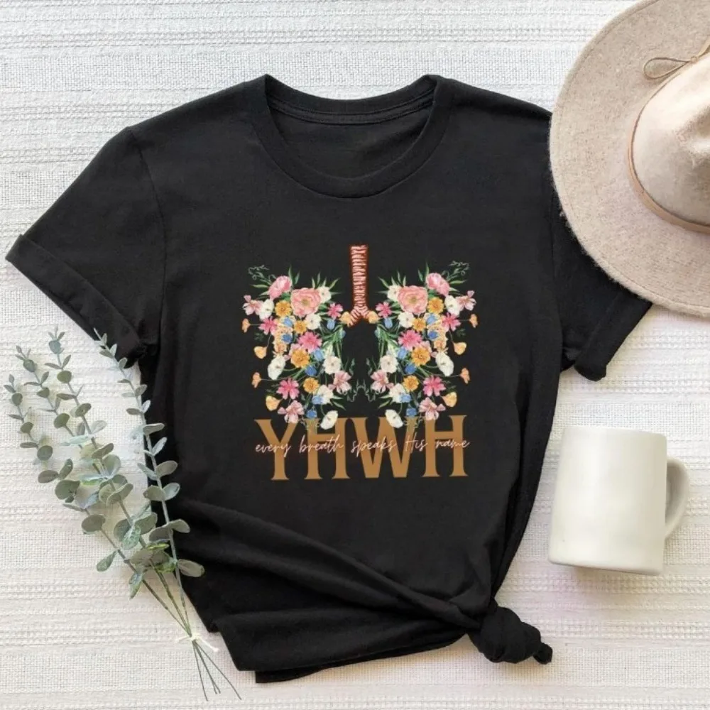 YHWH Lungs Shirt Yahweh Lungs Clothes Floral Christian Shirt Christian Tops Faith Breathe Clothes
