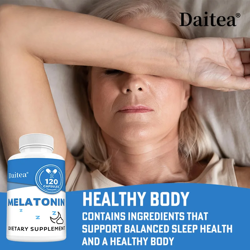 

Добавка по мелатонину Daitea, помогает вы падеете, быстрее вносит, оставайте вы длиннее, укрепляет иммунную систему, 5 мг, 30/60/120 капсул