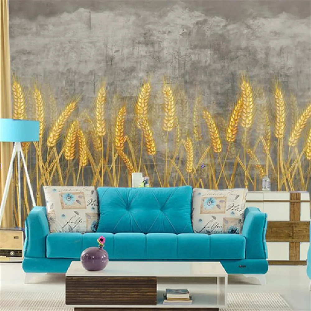 Custom Wallpaper 3d Mural Vintage Oil Painting Golden Wheat Field TV Sofa Background Walls Decor Living Room Bedroom Home Decor