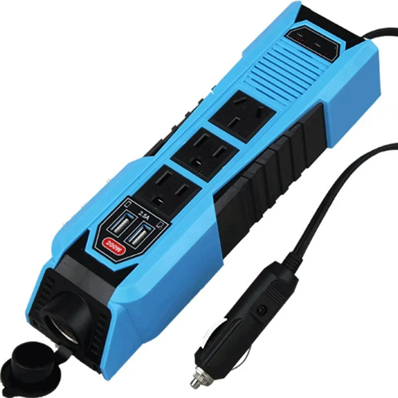 

200W Car Inverter DC12V24V to AC 220V Adapter Charger Socket Auto Power Converter USB Ports Fast Charging Vehicle Inverter