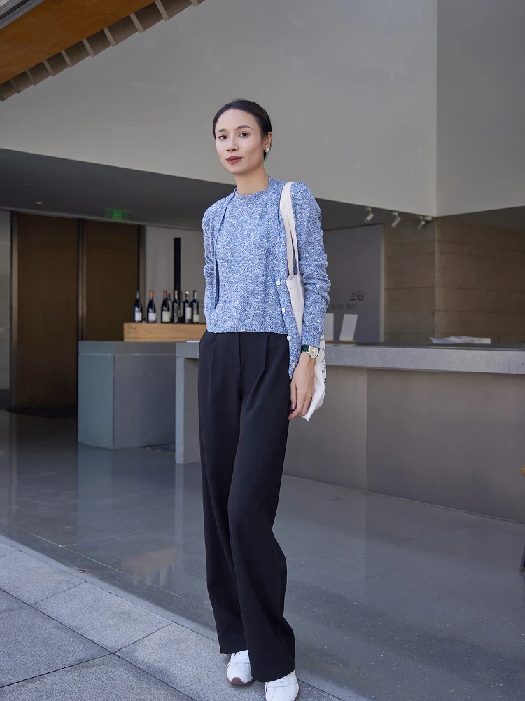 

Уютный вязаный жилет с узором Herbalife для ранней весны, синий, из пряжи, повседневный комплект, женская мода