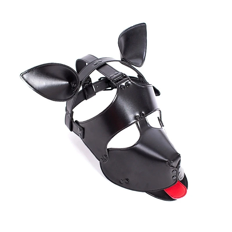 YoKoNex Fetish Role Play Puppy Mask with Zipper Hood Men and Women Halloween Party Mysterious Mask Costume Accessories BDSM