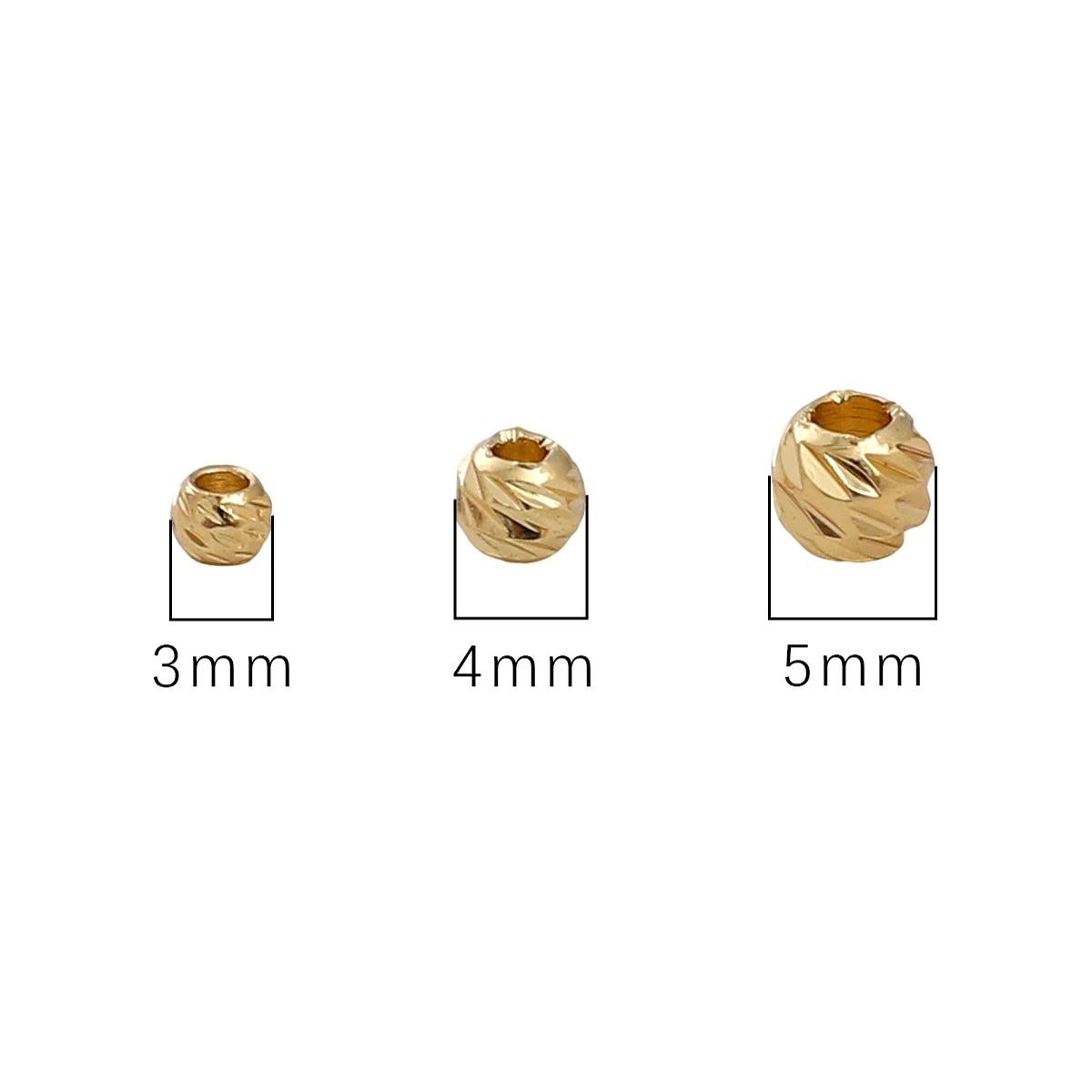 Round Carved 3mm 4mm 5mm Gold Color Silver Color Plated Brass Metal Loose Spacer Beads For Jewelry Making