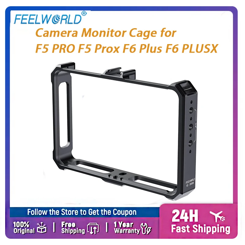 FEELWORLD Camera Monitor Cage for F5 PRO F5 Prox F6Plus F6 PLUSX Monitor with Interfaces Full Aluminum Alloy