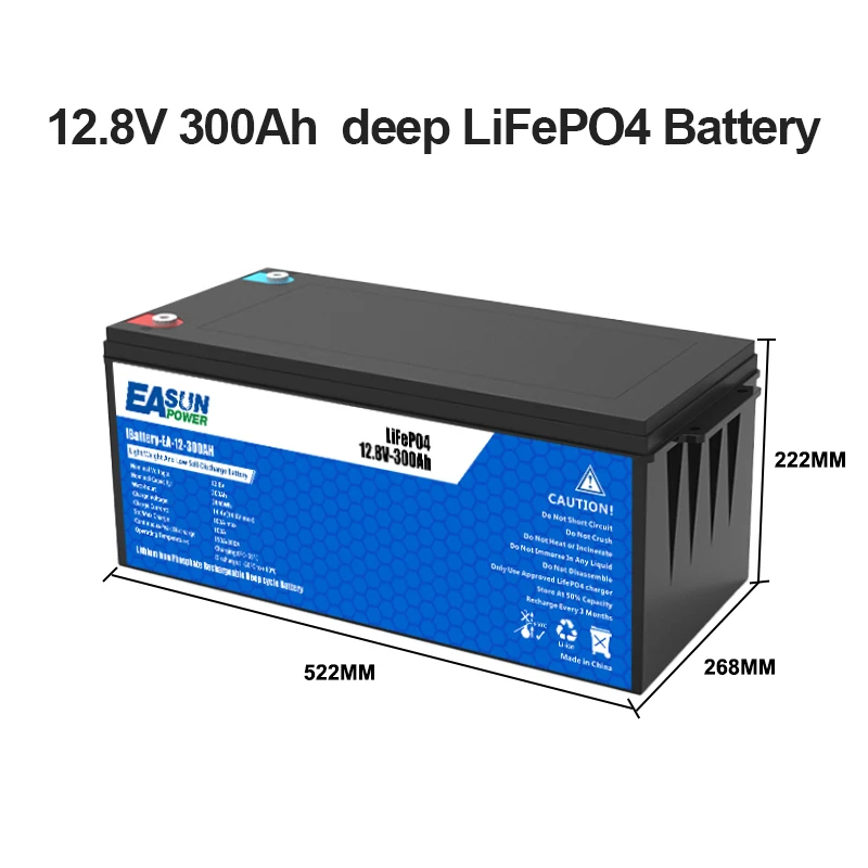 EASUN POWER 12V 24V 51.2V LiFePO4 Batterij 100Ah 300Ah Pack Grade A Batterijen Ingebouwde BMS voor Camper Boten Zonne-energie Geen Belasting EU Verzending