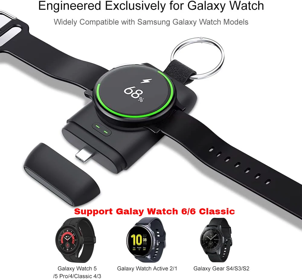 Charger for Galaxy Watch 6 Classic Charger Portable Charging for Samsung Galaxy Watch 6/6 Classic/5/5 Pro/4/Gear S4/S3/S1