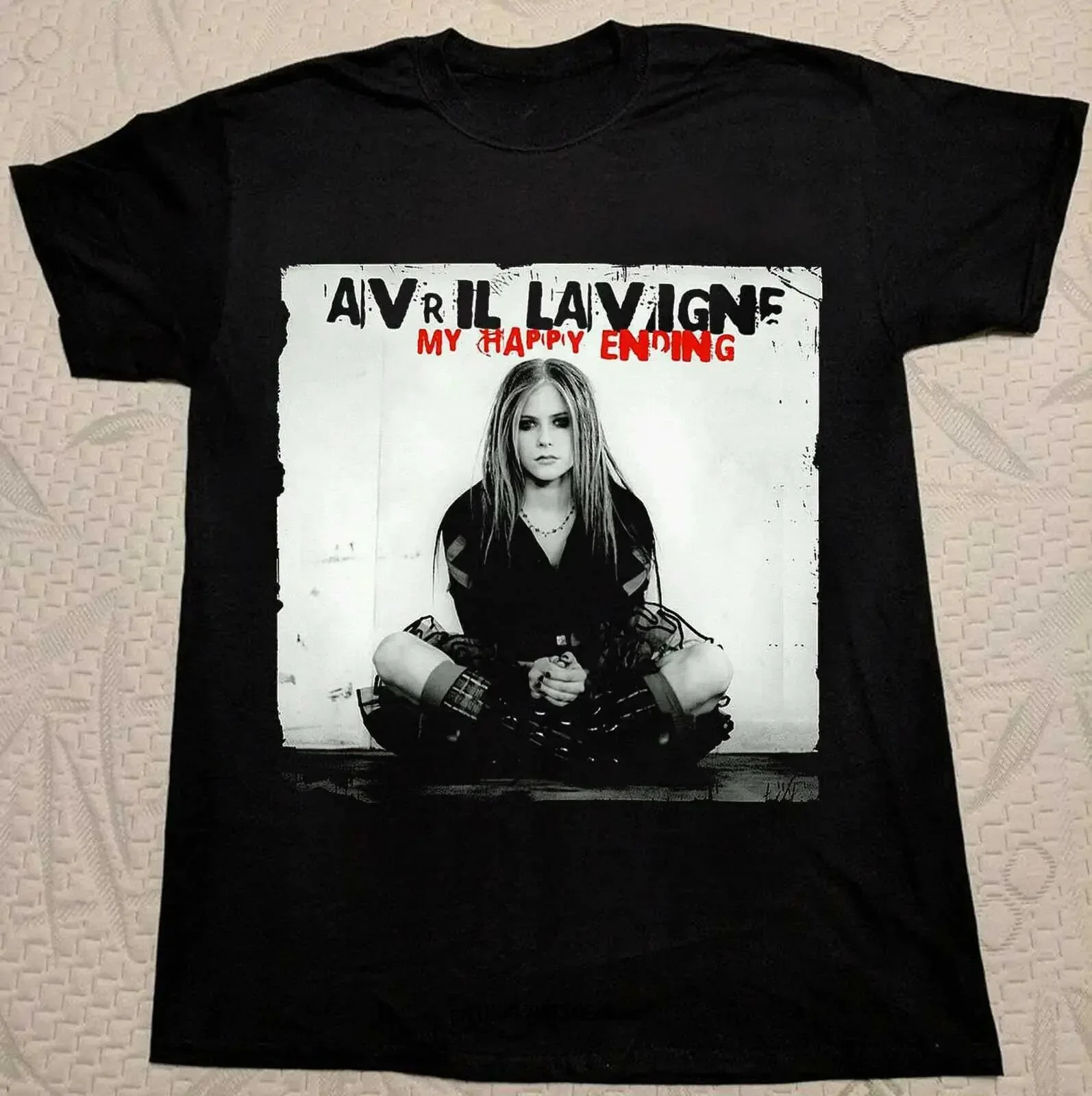 2024 NEW Avril Lavigne My Happy Ending Cotton Black Men S-234Xl T-Shirt Pc153