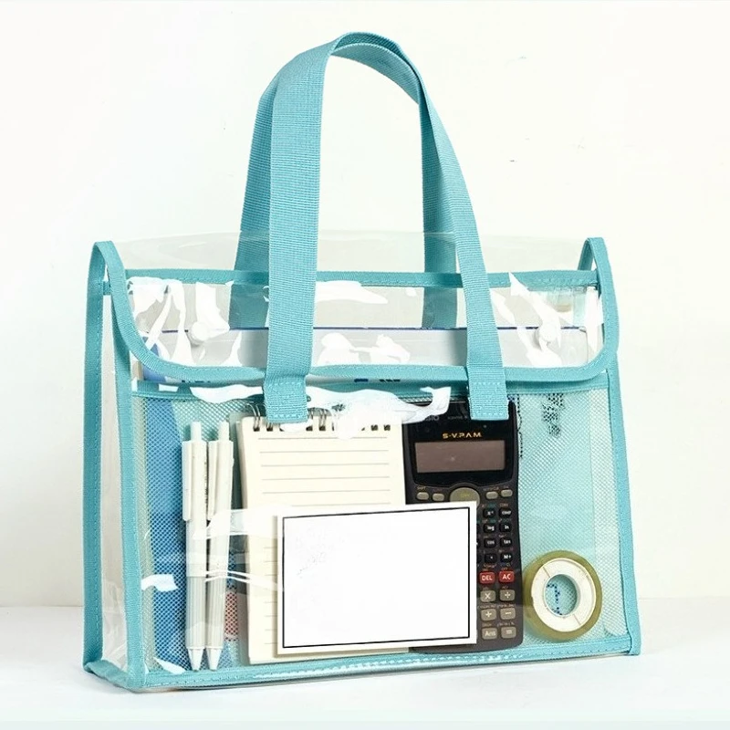 

Large Capacity Portable Transparent Handheld Folder Expandable File Storage Bag PVC Self-adhesive File Bag Document Organizer