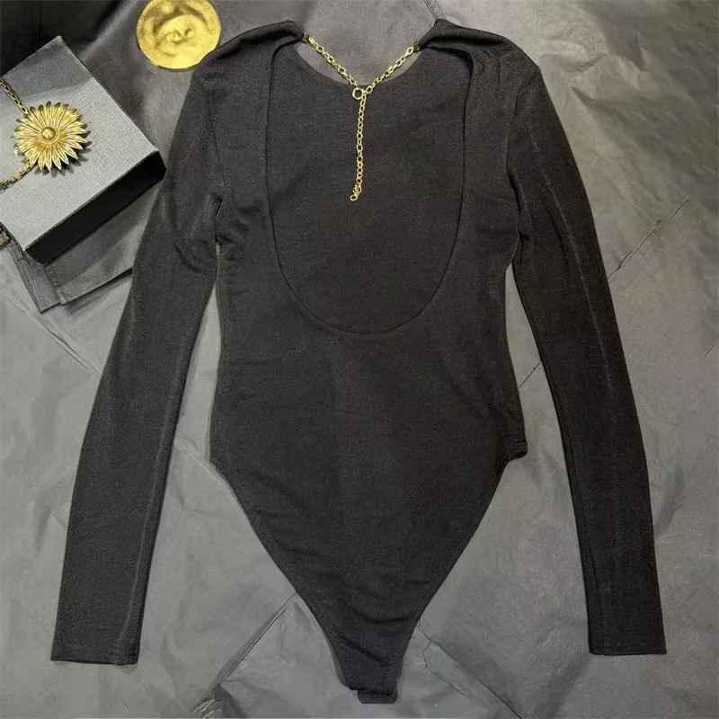 2026 Autumn New Style Sexy Backless Long-Sleeved Women's One-Piece Top - Stretch Fit Round Neck Pullover - Women's Corset Dress