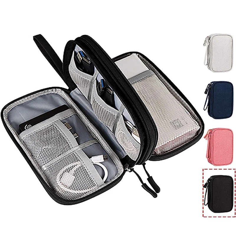 Cable Organizer Pouch Bag 3 Compartments Travel Portable Phone Accessories Storage Case For Cable Cord Charger Hard Drive Earpho