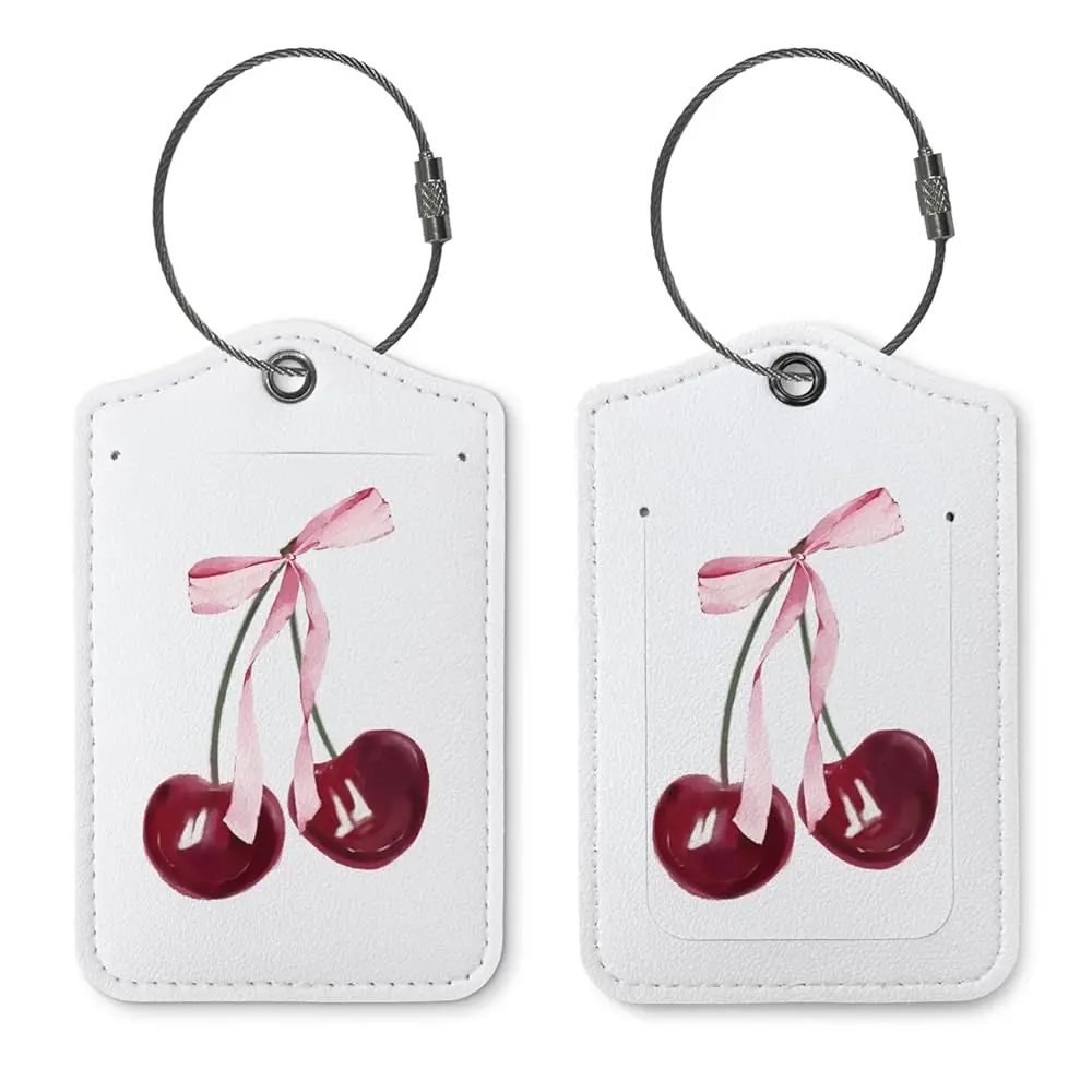 

Free ShippingPink Cherry Luggage Tags for Suitcases,Preppy 2 Pack Baggage Tag Label with Steel Loop,Teen Girl Gifts,Handbag Scho