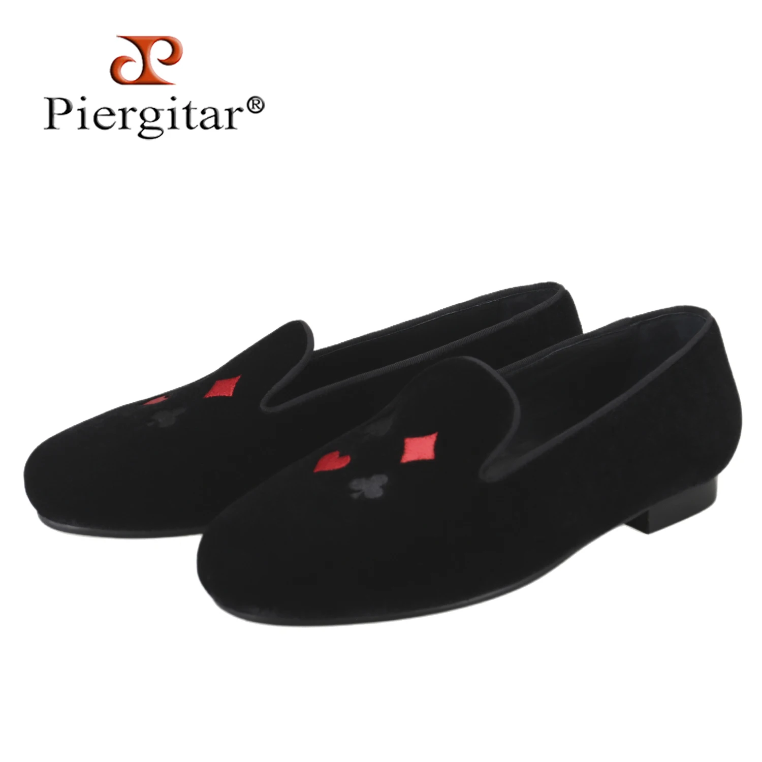 Piergitar Classic Model Black Premium Velvet Men Flat With Custom 