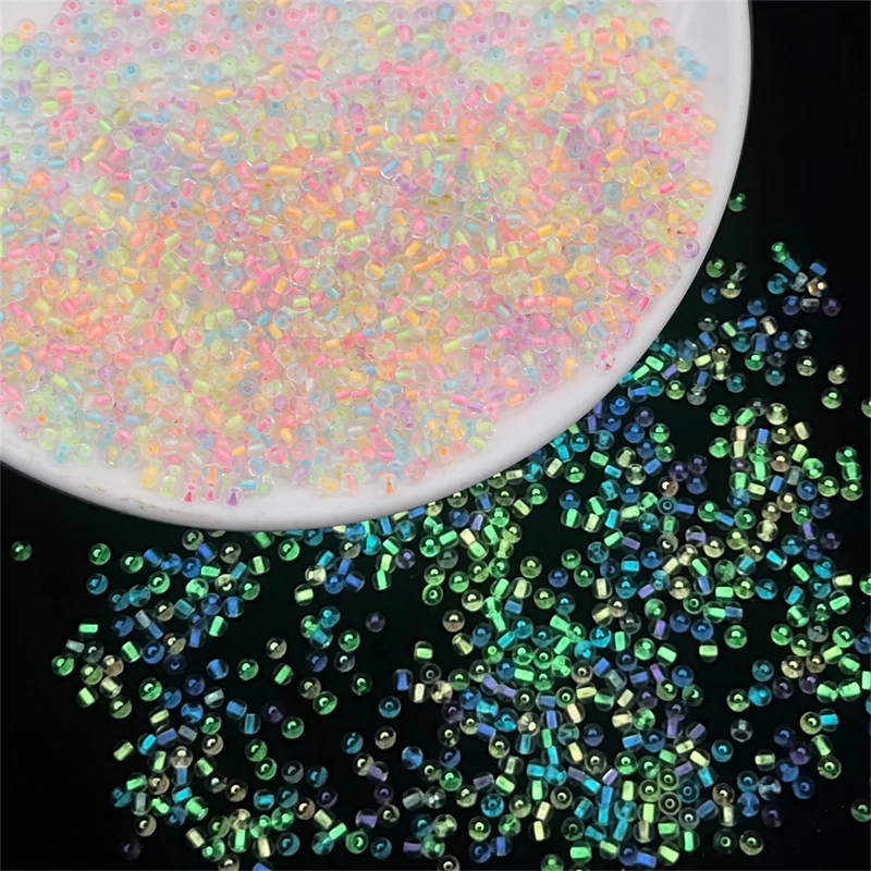 10g Uniform Size Luminous Beads Glow In The Dark Glass Seed Beads For Needle Work DIY Earring Jewelry Making 2/3mm 12/O 8/O