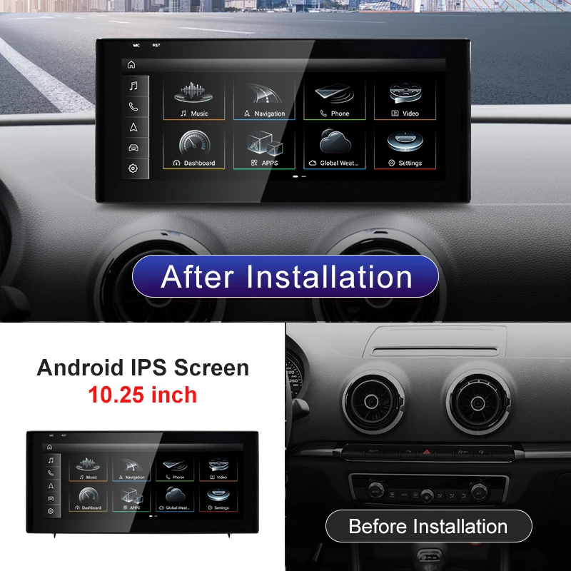 

RELI1 Qualcomm Snapdragon 680 6225 2.4GHz Wireless CarPlay Auto for AUDI A3 Car Multiledia Players Video GPS Navi Bluetooth