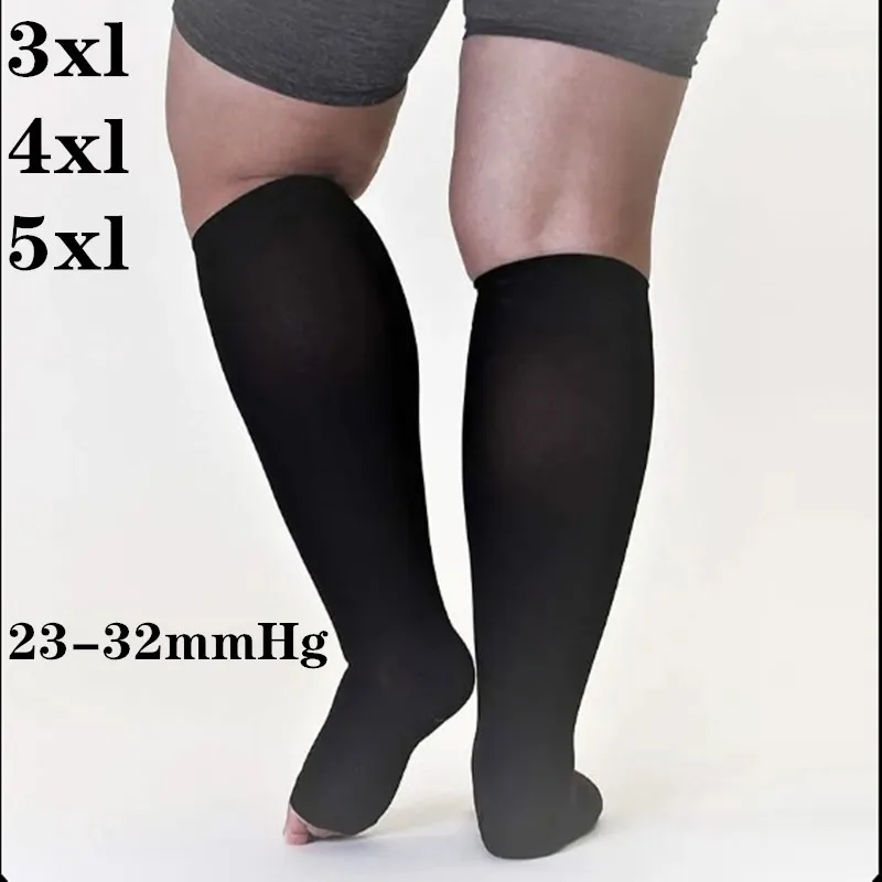 3xl 4xl 5xl 23-32mmhg Plus Size Compression Socks For Women Men Knee High Elastic Stockings Anti Varicose Thrombus Running