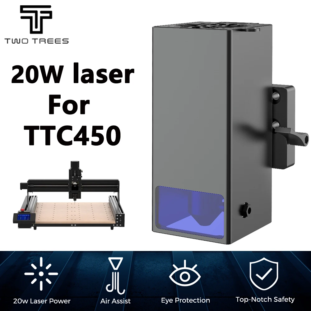 TWOTREES 20W Power 450nm Wavelength 40mm Focal Length Laser Engraving Machine Laser Module For TTC450 Laser Head