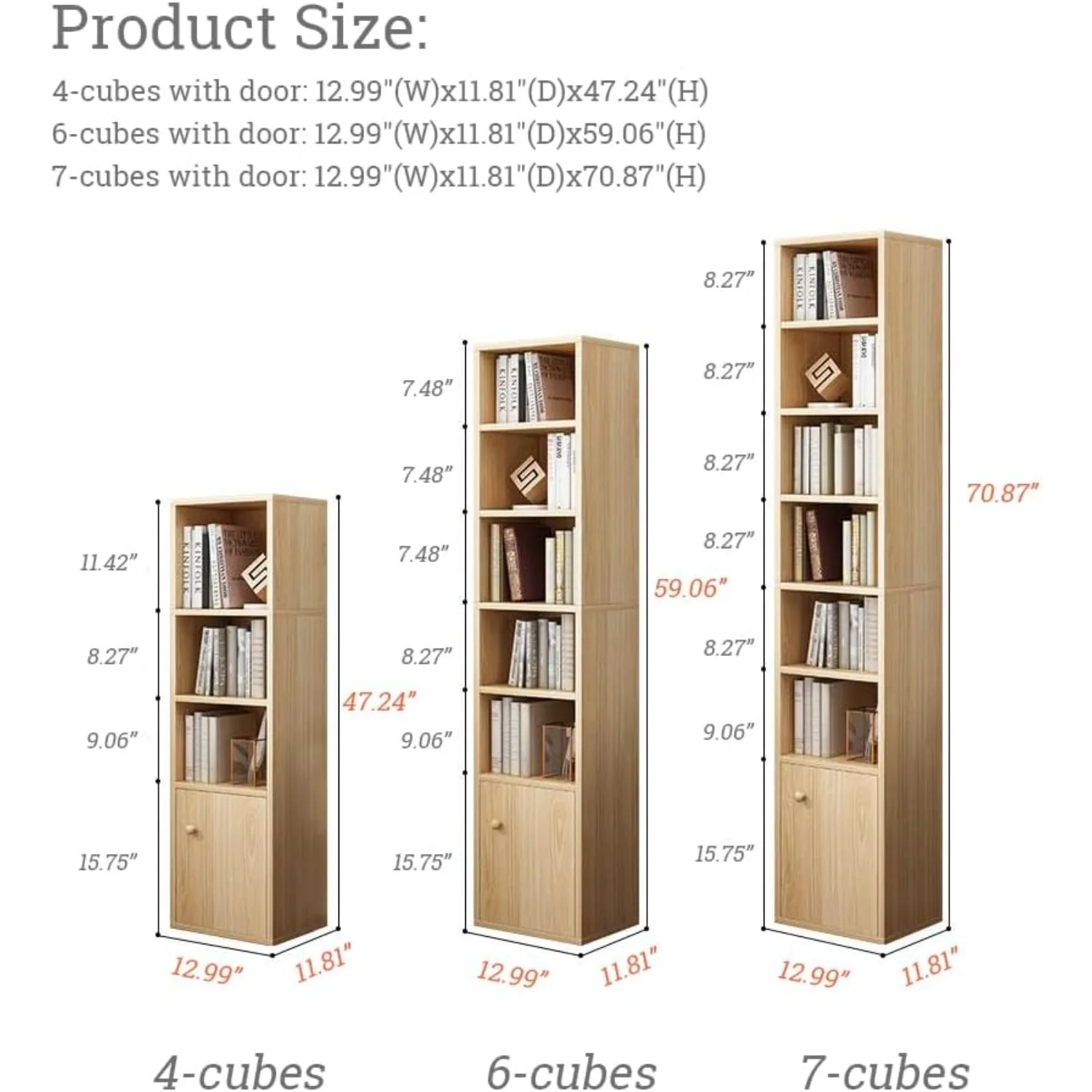 IOTXY Small Narrow Corner Bookcase - 47 Inches Tall Gap Freestanding Storage Cabinet, 4 Lattices Open Shelves Tower Rack