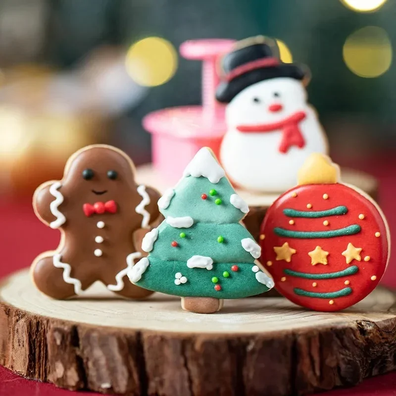 5Pcs/set Christmas Cookie Cutter Gingerbread Xmas Tree Mold Christmas Cake Decoration Tool Navidad Gift DIY Baking Biscuit Mould