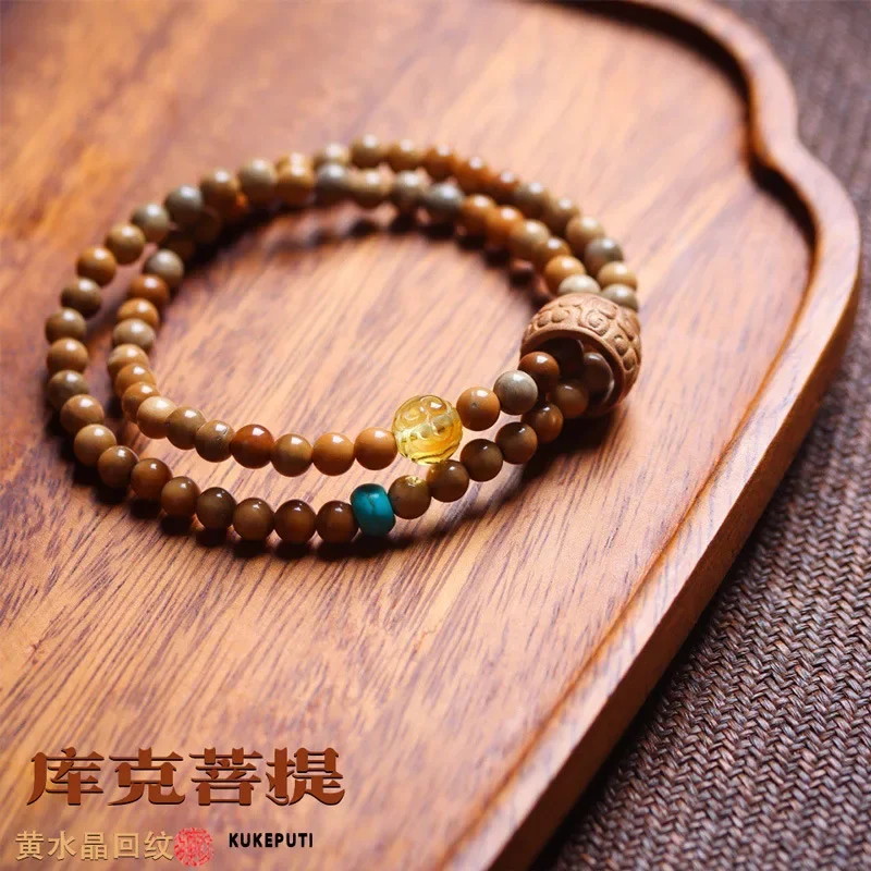 Boutique Cook Demon Flower Bracelet Loulan Jewelry Bodhi Buddha Bead Double Circle Good Lucky Hand String with Turquoise Beeswax