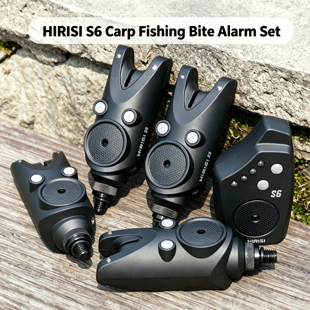 Image of Hirisi S6 Kabelloses Karpfenangel-Alarmset Wasserdichte Bissanzeiger Angelzubehör Angelindikator