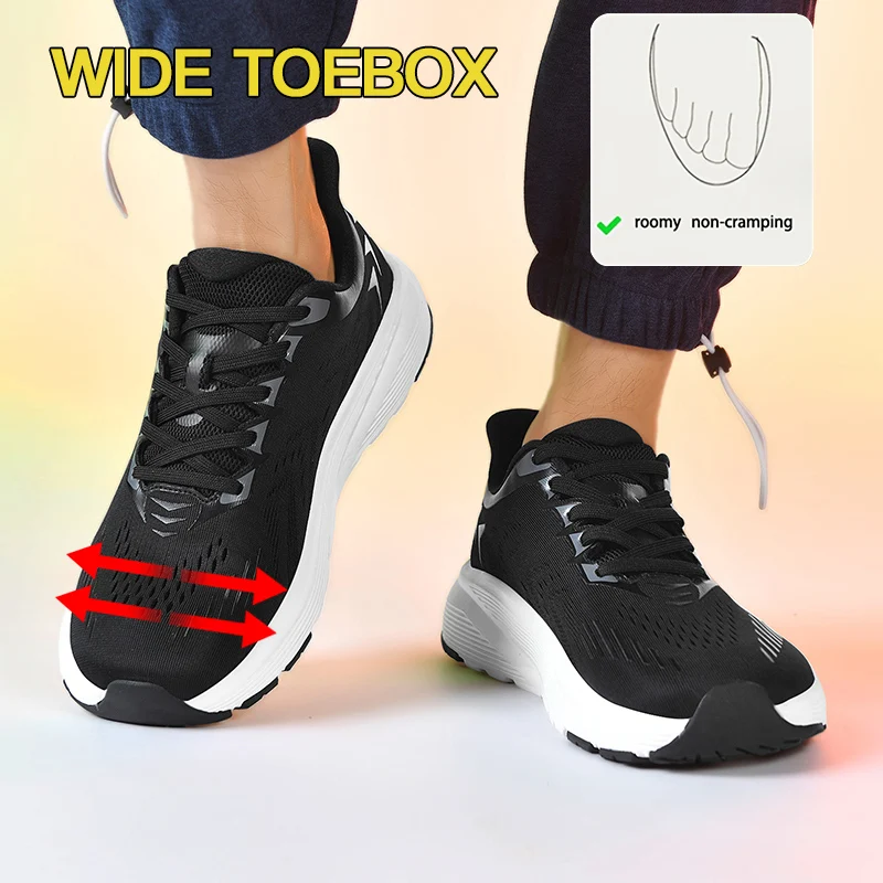 Men's Wide Toe Box Shoes Breathable Lightweight Running Shoes Minimalist Sneakers Extra Wide Width Shoes Lace Up Jogging Sneaker