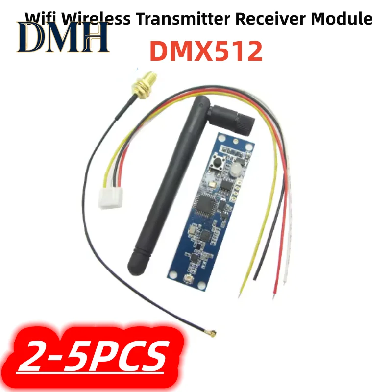 

2-5 шт./лот, 100% новый модуль беспроводного приемопередатчика DMX512 Wi-Fi, контроллер светодиодного освещения, плата PCB с антенной